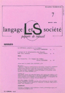 Langage et société, n° 7/mars 1979