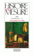 Histoire & Mesure, volume XXIV, n° 1/2009