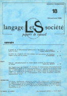 Langage et société, n° 18/décembre 1981