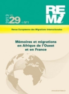 Revue Européenne des Migrations Internationales, Volume 29, n° 1/2013