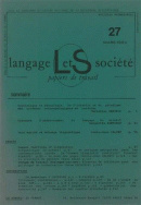 Langage et société, n° 27/mars 1984