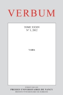 Verbum, Tome XXXIV, n° 1/2012