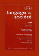 Langage et société, n° 70/décembre 1994