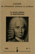 n° 7, 1985 :  La Pensée politique de Montesquieu