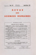 Revue des Sciences Humaines, n° 145/janvier-mars 1972