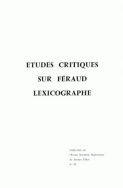 Études critiques sur Féraud lexicographe