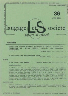 Langage et société, n° 36/juin 1986