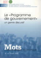 Mots. Les langages du politique, n° 62/mars 2000