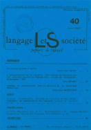 Langage et société, n° 40/juin 1987