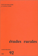 Études rurales, n° 92/octobre-décembre 1983