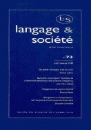 Langage et société, n° 73/septembre 1995