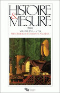 Histoire & Mesure, volume XVI, n° 3-4/2001