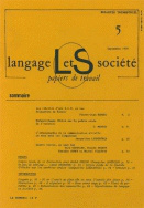 Langage et société, n° 5/septembre 1978