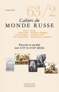 Cahiers du Monde russe, n° 63, 2/avril-juin 2022