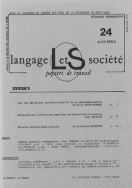 Langage et société, n° 24/juin 1983