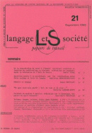 Langage et société, n° 21/septembre 1982