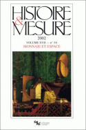 Histoire & Mesure, volume XVII, n° 3-4/2002