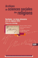 Archives de sciences sociales des religions, n° 159/2012