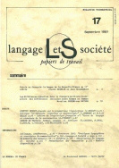 Langage et société, n° 17/septembre 1981