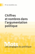 Mots. Les langages du politique, n° 100/2012 (numéro spécial)