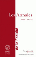 Les Annales de la faculté de de droit, sciences économique et gestion de Nancy, vol. 3/2010-2011