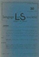 Langage et société, n° 30/décembre 1984