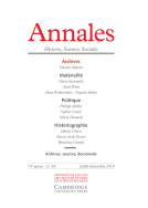 Annales. Histoire, Sciences Sociales, 73e année, n° 3-4/2019