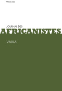 Journal des africanistes, tome 92, n°2/2022