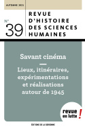 Revue d'histoire des sciences humaines, n° 39/Automne 2021