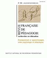 Revue française de pédagogie, n° 168/2009