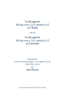 La loi agraire de 643 a.u.c. (111 avant J.-C.) et l'Italie, suivi de La loi agraire de 643 a.u.c. (111 avant J.-C.) et Corinthe