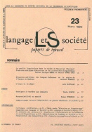 Langage et société, n° 23/mars 1983