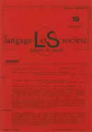 Langage et société, n° 19/mars 1982