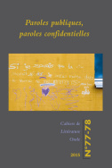 Cahiers de littérature orale, n° 77-78/2015