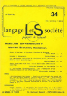 Langage et société, n° 34/décembre 1985