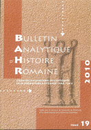 Bulletin Analytique d'Histoire Romaine, n° 19/2010