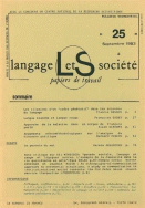 Langage et société, n° 25/septembre 1983