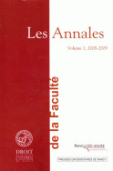 Les annales de la Faculté de Droit, Sciences économiques et Gestion de Nancy, volume 1, 2008-2009