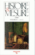 Histoire & Mesure, volume IV, n° 1-2/1989