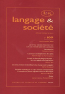 Langage et société, n° 109/septembre 2004