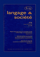 Langage et société, n° 72/juin 1995