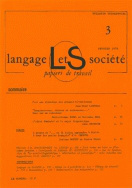 Langage et société, n° 3/février 1978