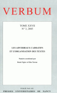 Verbum, Tome XXVII, n° 3/2005