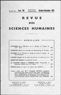 Revue des Sciences Humaines, n° 148/octobre-décembre 1972