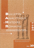 Bulletin Analytique d'Histoire Romaine, n° 20/2011